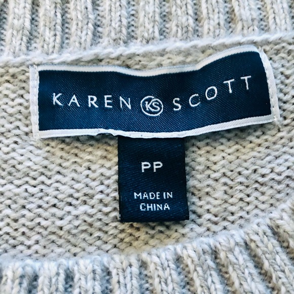 Karen Scott gray holiday bear sweater size PP / 2P - Picture 5 of 8